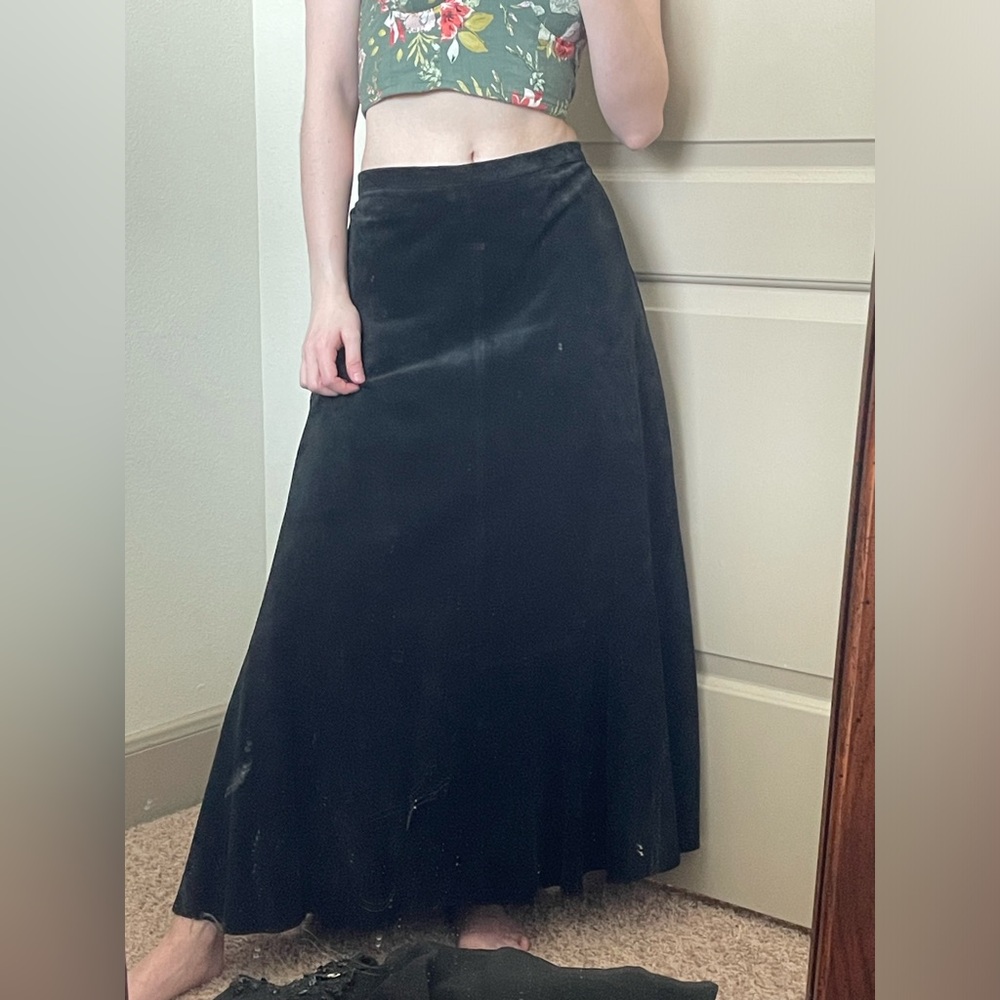 Chico’s 100% Leather Skirt Black Suede